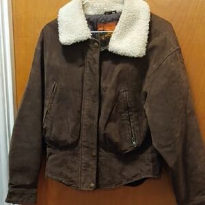 Cozy Brown Bomber Jacket with Shearling Collar